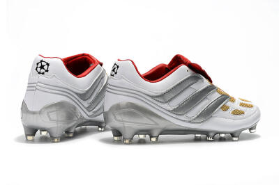 Men's Adidas Predator Precision FG Firm Ground Low-Tops Football Boots - White/Grey/Yellow