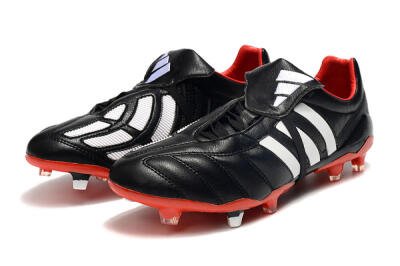 Men's Adidas Predator Mania FG Firm Ground Low-Tops Football Boots - Black/White/Red