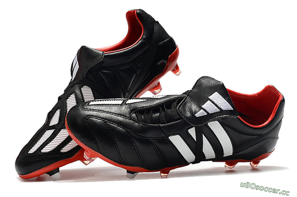 Men's Adidas Predator Mania FG Firm Ground Low-Tops Football Boots - Black/White/Red 6