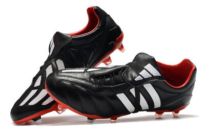 Men's Adidas Predator Mania FG Firm Ground Low-Tops Football Boots - Black/White/Red
