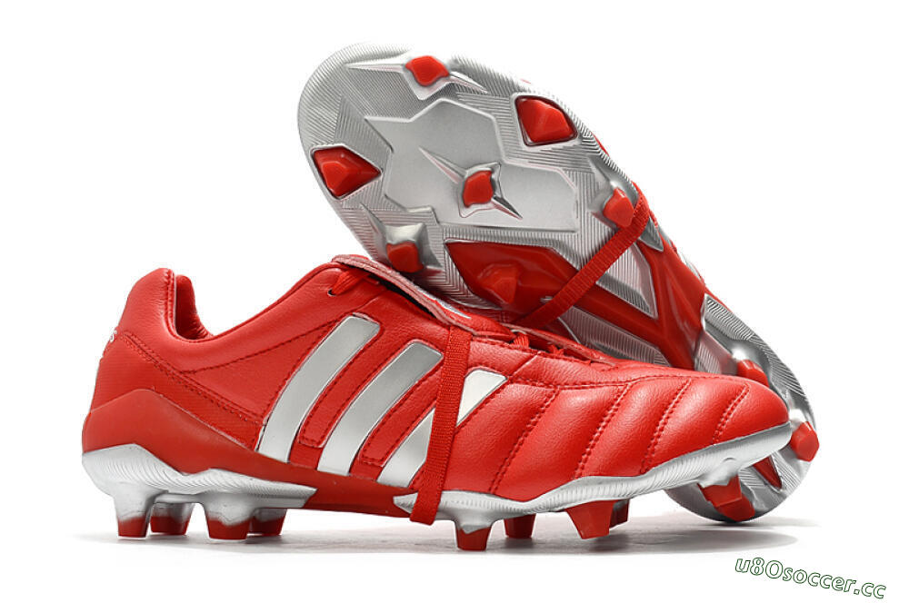 Men's Adidas Predator Mania FG Firm Ground Low-Tops Football Boots - Red/Silver 2