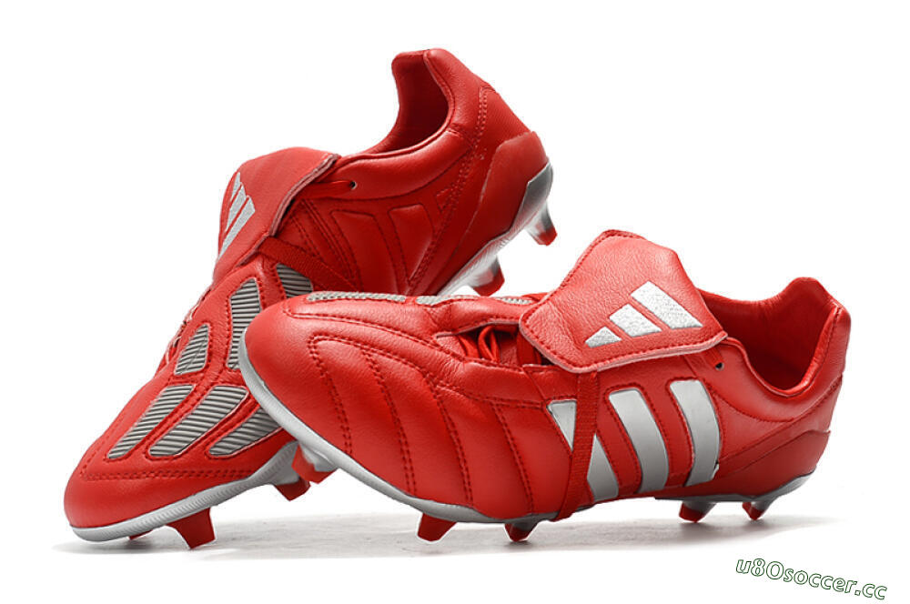 Men's Adidas Predator Mania FG Firm Ground Low-Tops Football Boots - Red/Silver 6