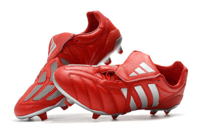 Men's Adidas Predator Mania FG Firm Ground Low-Tops Football Boots - Red/Silver