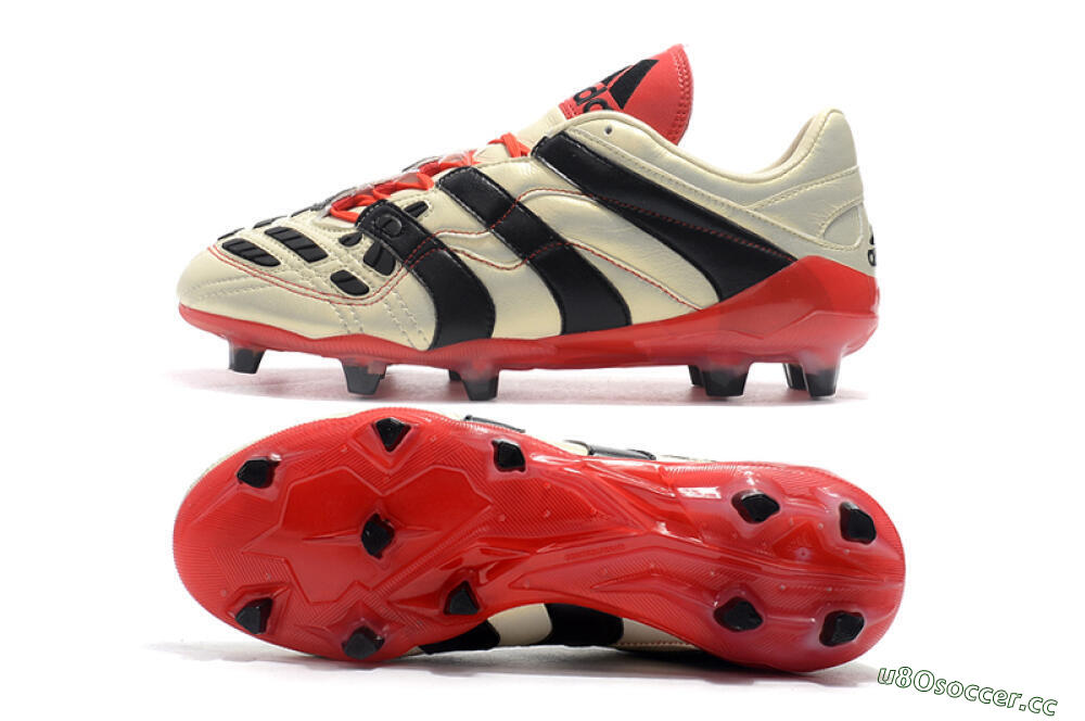 Men's Adidas Predator Accelerator Electricity FG Firm Ground Low-Tops Football Boots - White/Black/Red 1