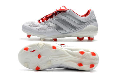 Men's Beckham x Adidas Predator Precision FG Firm Ground Low-Tops Football Boots - Grey/Red/White