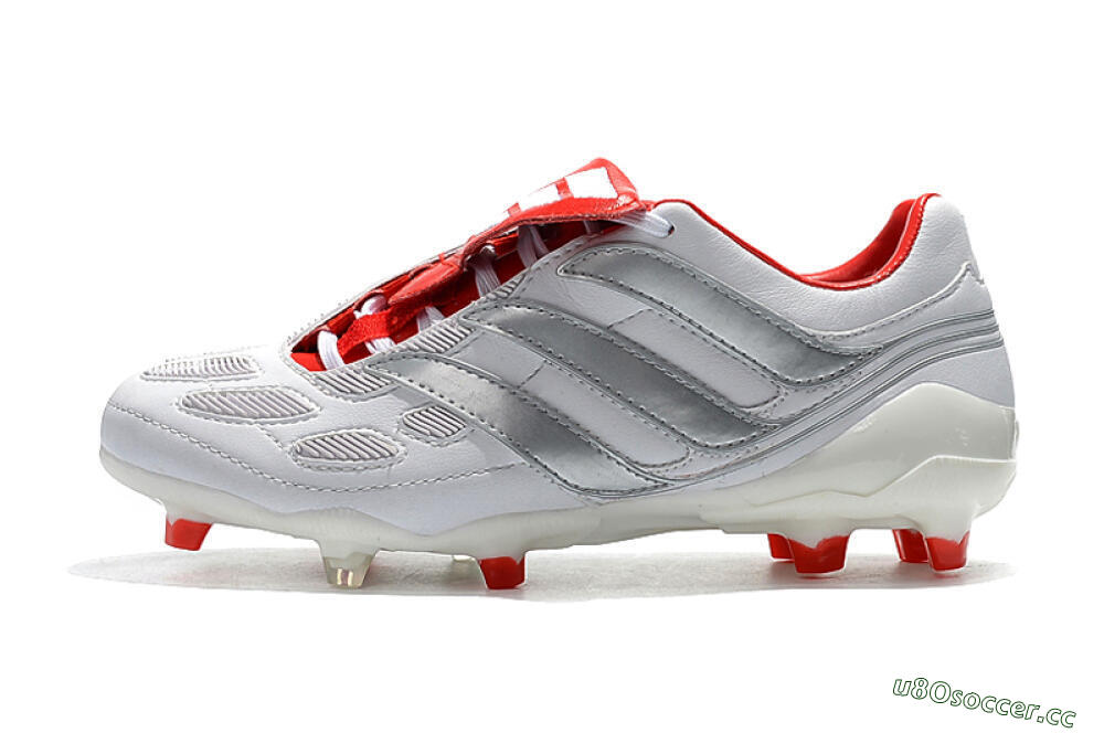 Men's Beckham x Adidas Predator Precision FG Firm Ground Low-Tops Football Boots - Grey/Red/White 0
