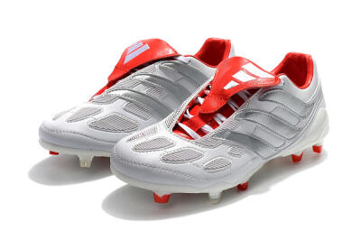 Men's Beckham x Adidas Predator Precision FG Firm Ground Low-Tops Football Boots - Grey/Red/White