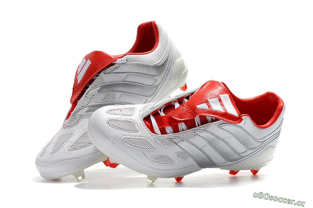 Men's Beckham x Adidas Predator Precision FG Firm Ground Low-Tops Football Boots - Grey/Red/White 6