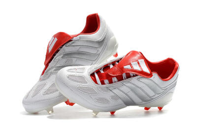 Men's Beckham x Adidas Predator Precision FG Firm Ground Low-Tops Football Boots - Grey/Red/White