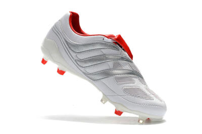 Men's Beckham x Adidas Predator Precision FG Firm Ground Low-Tops Football Boots - Grey/Red/White