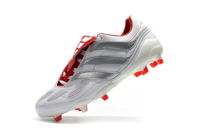Men's Beckham x Adidas Predator Precision FG Firm Ground Low-Tops Football Boots - Grey/Red/White