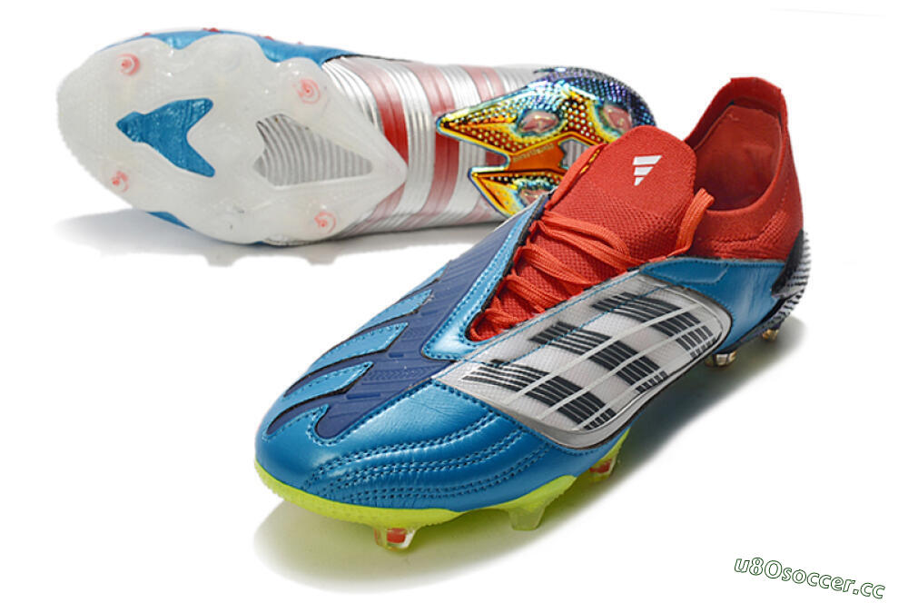 Men's Adidas Predator Archive Limited Edition FG Firm Ground Low-Tops Football Boots - Blue/Silver/Red/Yellow 3