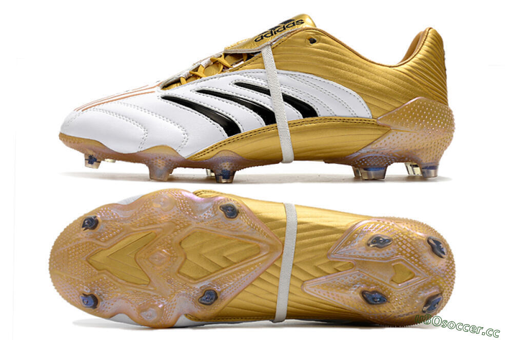 Men's Adidas Predator Absolute 20 FG Firm Ground Low-Tops Football Boots - White/Gold/Black 1