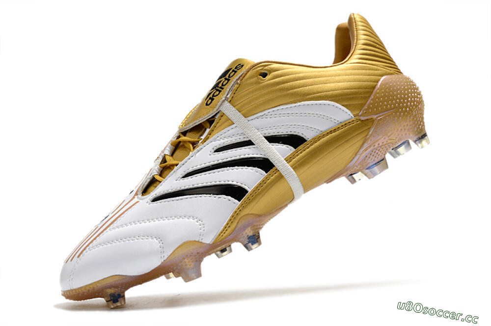 Men's Adidas Predator Absolute 20 FG Firm Ground Low-Tops Football Boots - White/Gold/Black 5