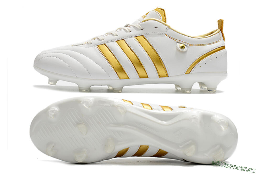 Men's Adidas Adipure FG Firm Ground Low-Tops Football Boots - White/Gold 1