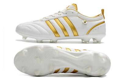 Men's Adidas Adipure FG Firm Ground Low-Tops Football Boots - White/Gold