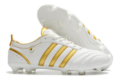 Men's Adidas Adipure FG Firm Ground Low-Tops Football Boots - White/Gold