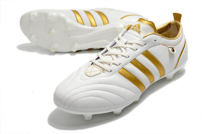 Men's Adidas Adipure FG Firm Ground Low-Tops Football Boots - White/Gold