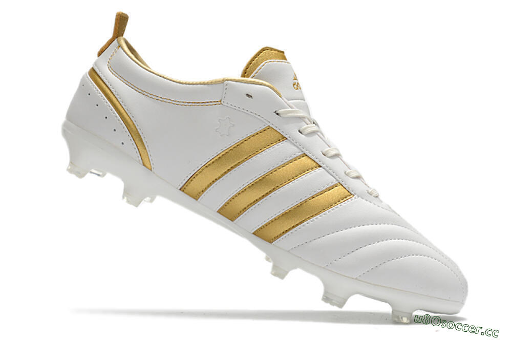 Men's Adidas Adipure FG Firm Ground Low-Tops Football Boots - White/Gold 4