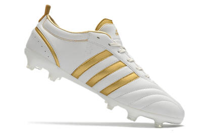 Men's Adidas Adipure FG Firm Ground Low-Tops Football Boots - White/Gold