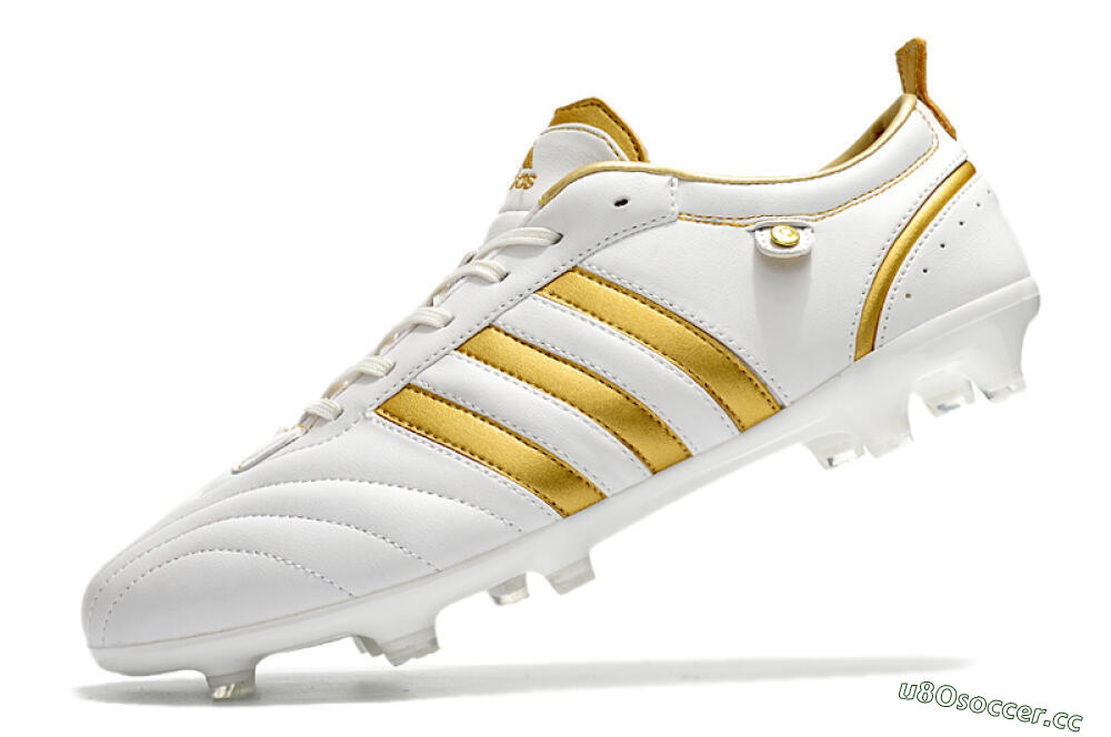 Men's Adidas Adipure FG Firm Ground Low-Tops Football Boots - White/Gold 5