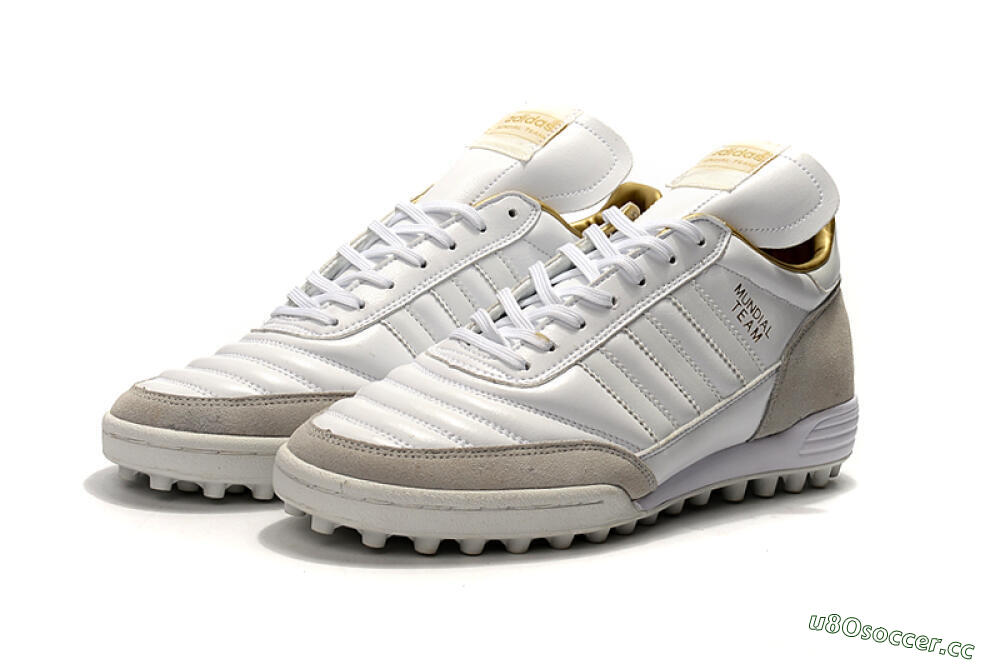 Men's Adidas Copa Mundial Team Modern Craft TF Artificial Turf Low-Tops Football Shoes - White/Gold/Grey 5