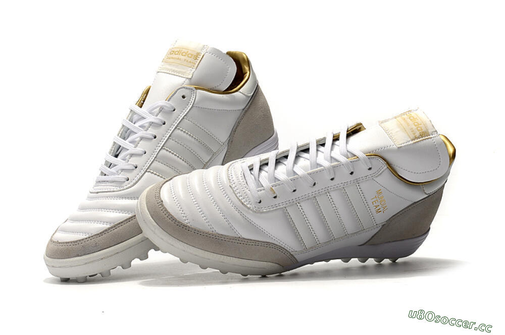 Men's Adidas Copa Mundial Team Modern Craft TF Artificial Turf Low-Tops Football Shoes - White/Gold/Grey 6