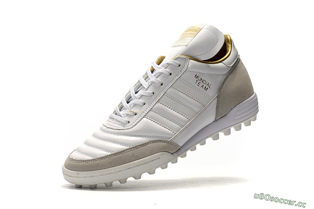 Men's Adidas Copa Mundial Team Modern Craft TF Artificial Turf Low-Tops Football Shoes - White/Gold/Grey 8