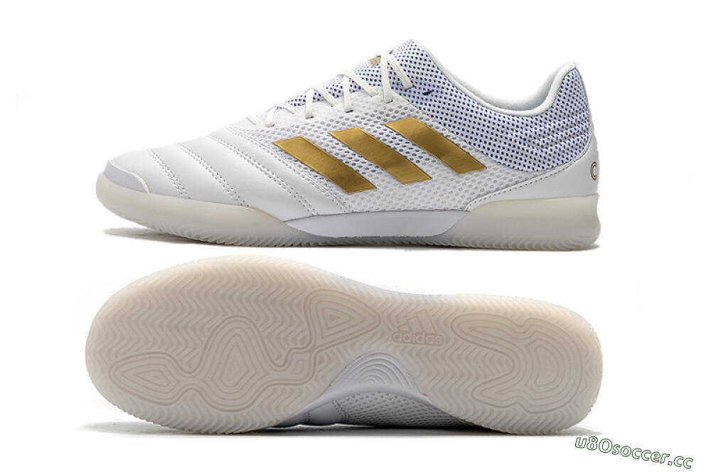 Men's Adidas Copa Tango 20.1 IC Indoor & Futsal Low-Tops Football Shoes - White/Gold/Blue 1