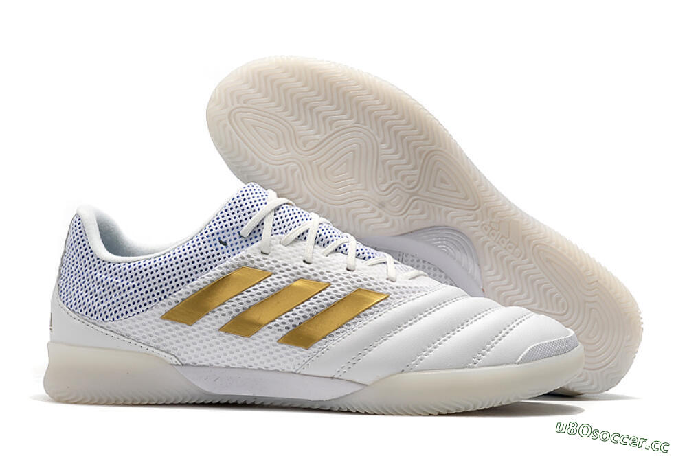 Men's Adidas Copa Tango 20.1 IC Indoor & Futsal Low-Tops Football Shoes - White/Gold/Blue 2