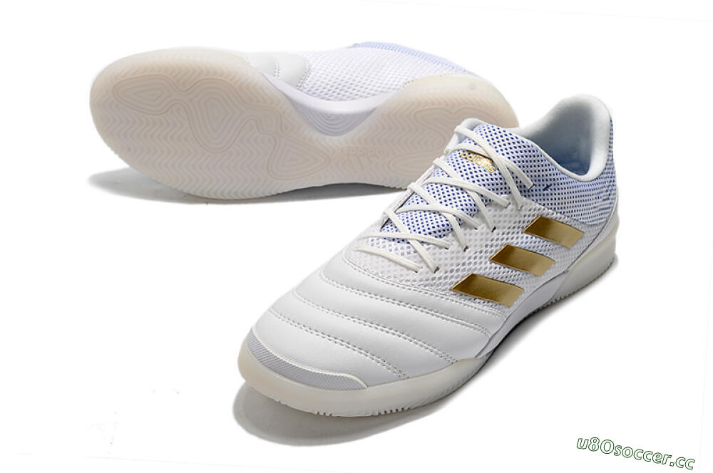 Men's Adidas Copa Tango 20.1 IC Indoor & Futsal Low-Tops Football Shoes - White/Gold/Blue 3