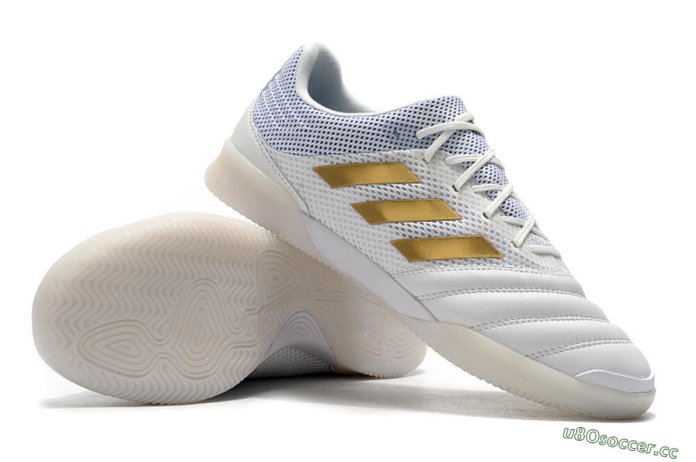 Men's Adidas Copa Tango 20.1 IC Indoor & Futsal Low-Tops Football Shoes - White/Gold/Blue 4