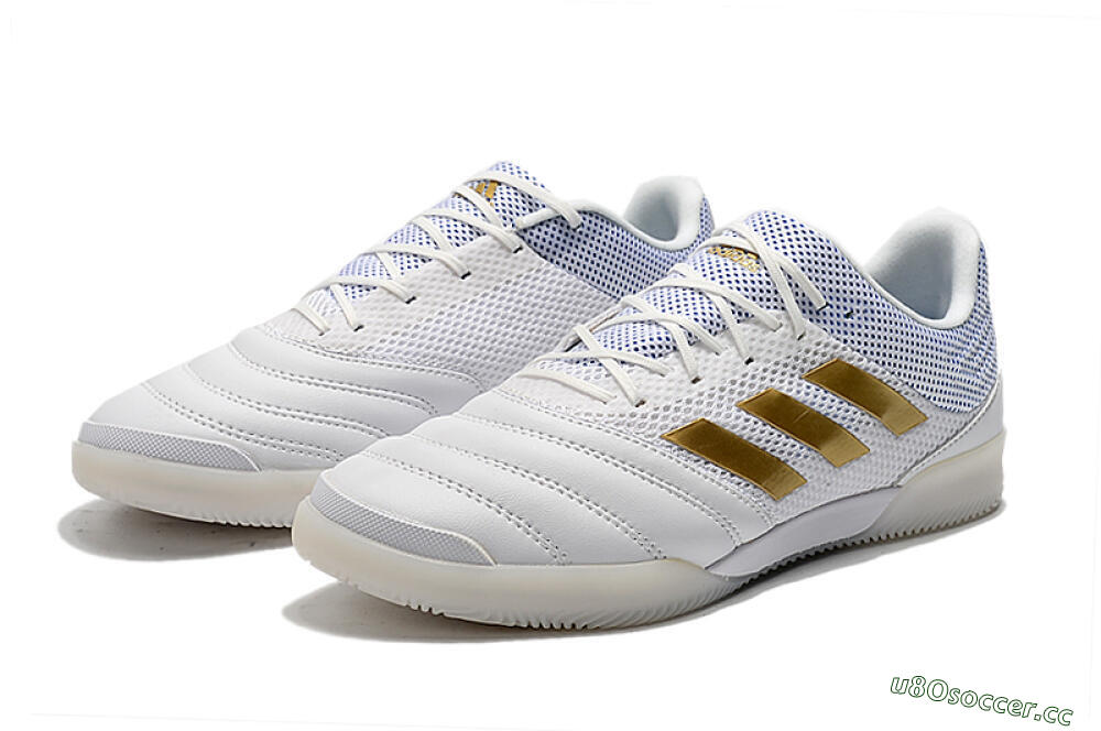 Men's Adidas Copa Tango 20.1 IC Indoor & Futsal Low-Tops Football Shoes - White/Gold/Blue 5