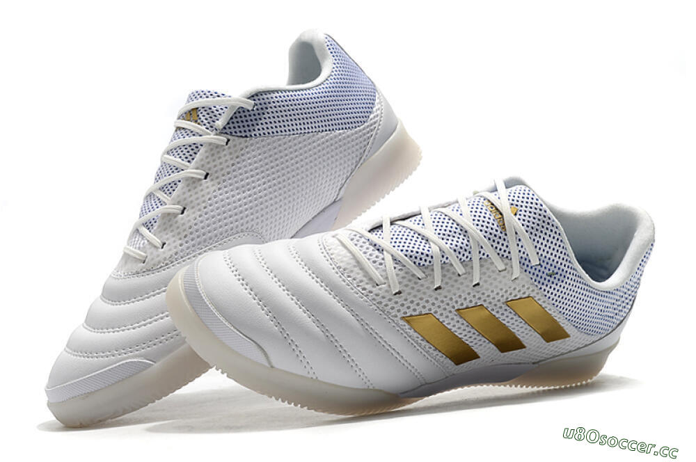 Men's Adidas Copa Tango 20.1 IC Indoor & Futsal Low-Tops Football Shoes - White/Gold/Blue 6