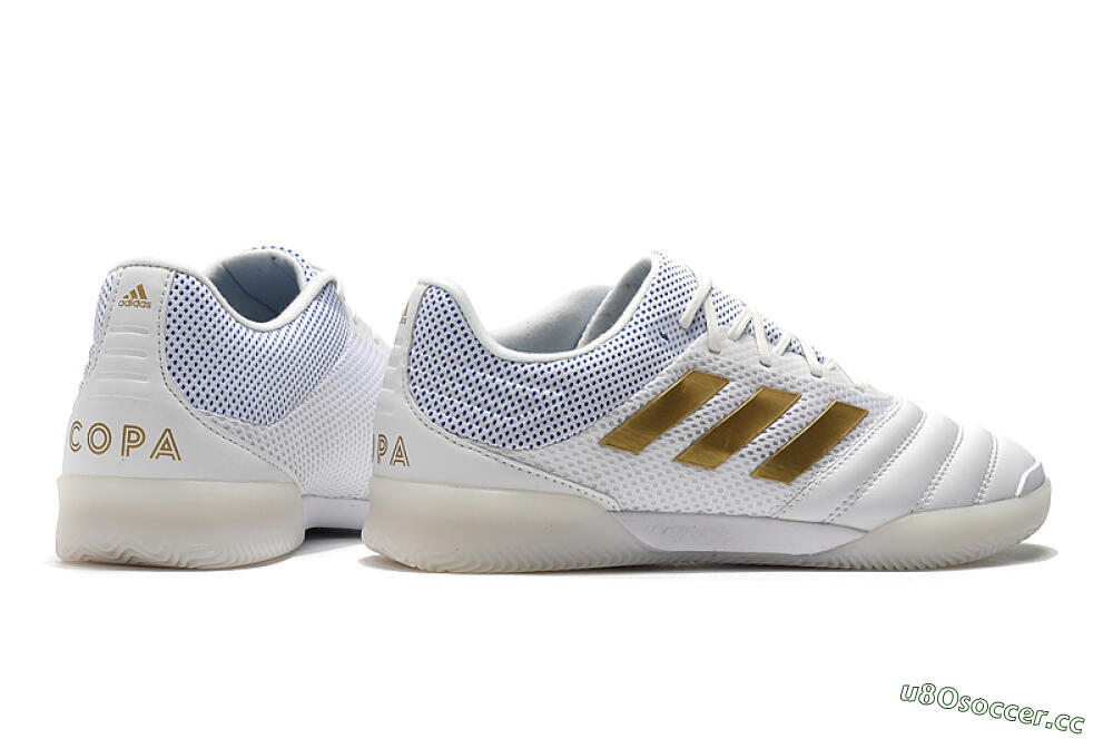 Men's Adidas Copa Tango 20.1 IC Indoor & Futsal Low-Tops Football Shoes - White/Gold/Blue 9