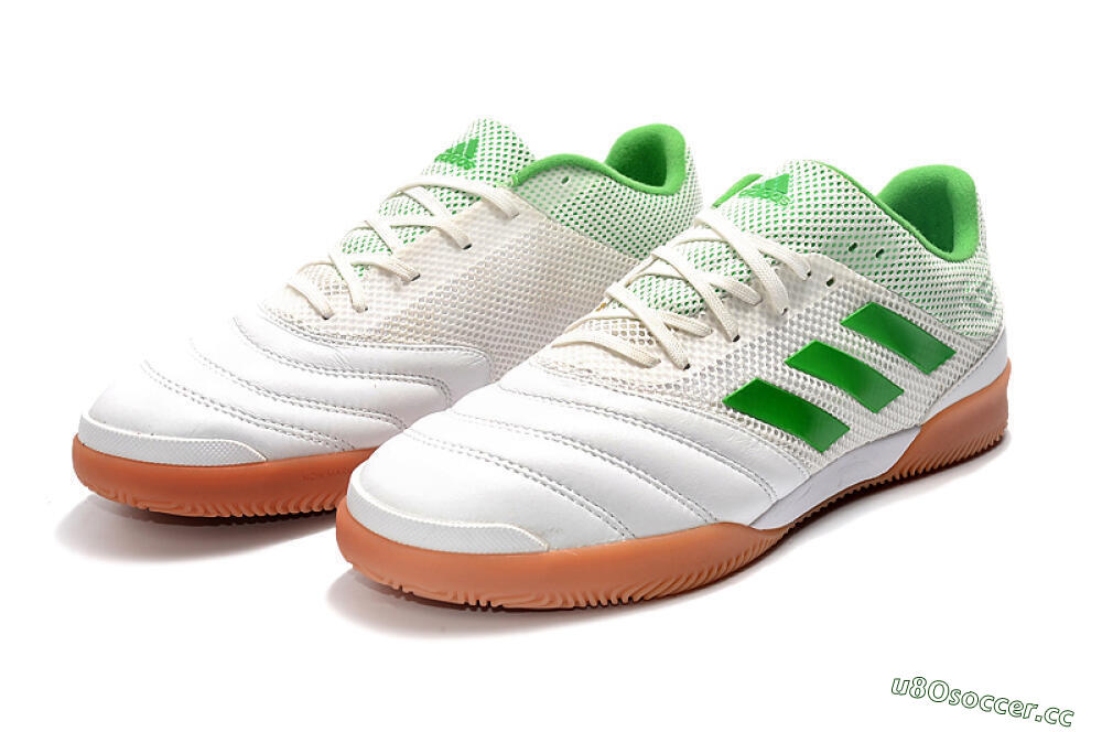 Men's Adidas Copa Tango 20.1 IC Indoor & Futsal Low-Tops Football Shoes - White/Green/Brown 5