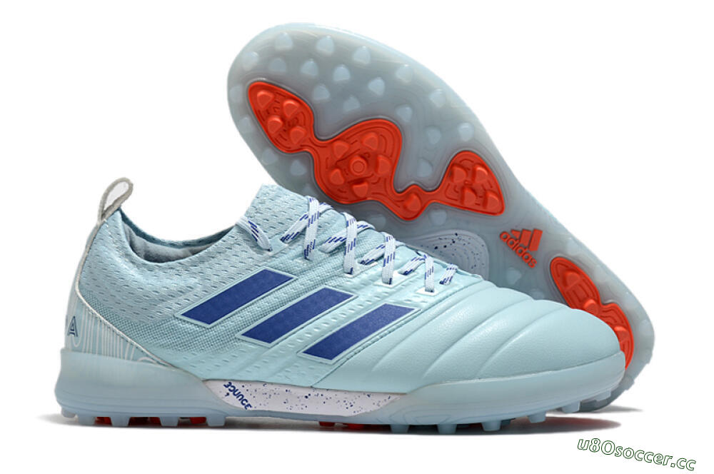 Men's Adidas Copa Tango 20.1 TF Artificial Turf Low-Tops Football Shoes - Jade/Blue 2