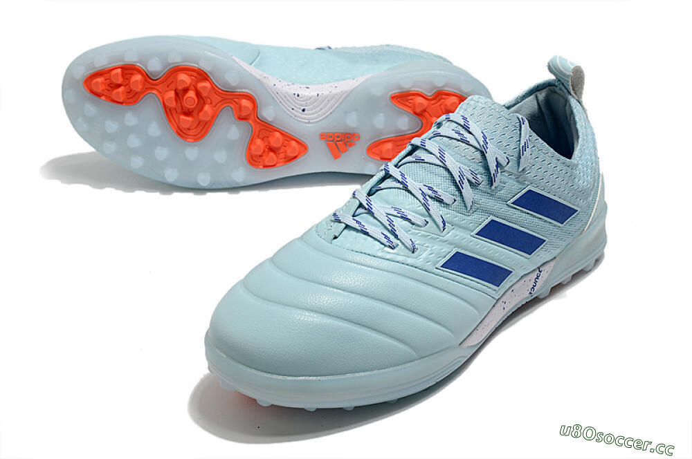 Men's Adidas Copa Tango 20.1 TF Artificial Turf Low-Tops Football Shoes - Jade/Blue 3