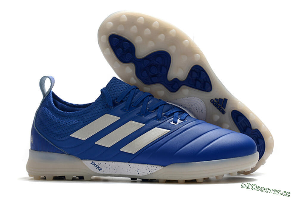 Men's Adidas Copa Tango 20.1 TF Artificial Turf Low-Tops Football Shoes - Blue/Silver 2
