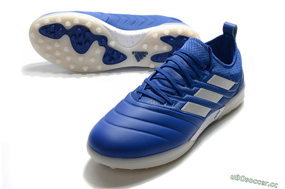 Men's Adidas Copa Tango 20.1 TF Artificial Turf Low-Tops Football Shoes - Blue/Silver 3
