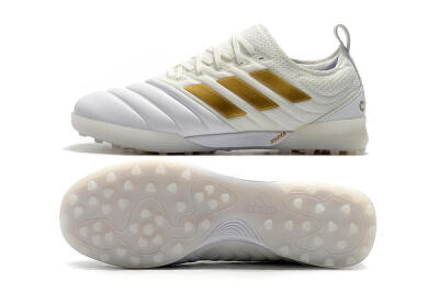 Men's Adidas Copa Tango 20.1 TF Artificial Turf Low-Tops Football Shoes - White/Beige/Gold