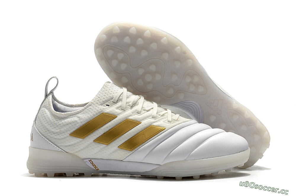 Men's Adidas Copa Tango 20.1 TF Artificial Turf Low-Tops Football Shoes - White/Beige/Gold 2