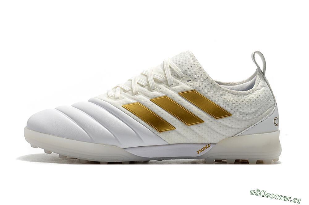 Men's Adidas Copa Tango 20.1 TF Artificial Turf Low-Tops Football Shoes - White/Beige/Gold 0