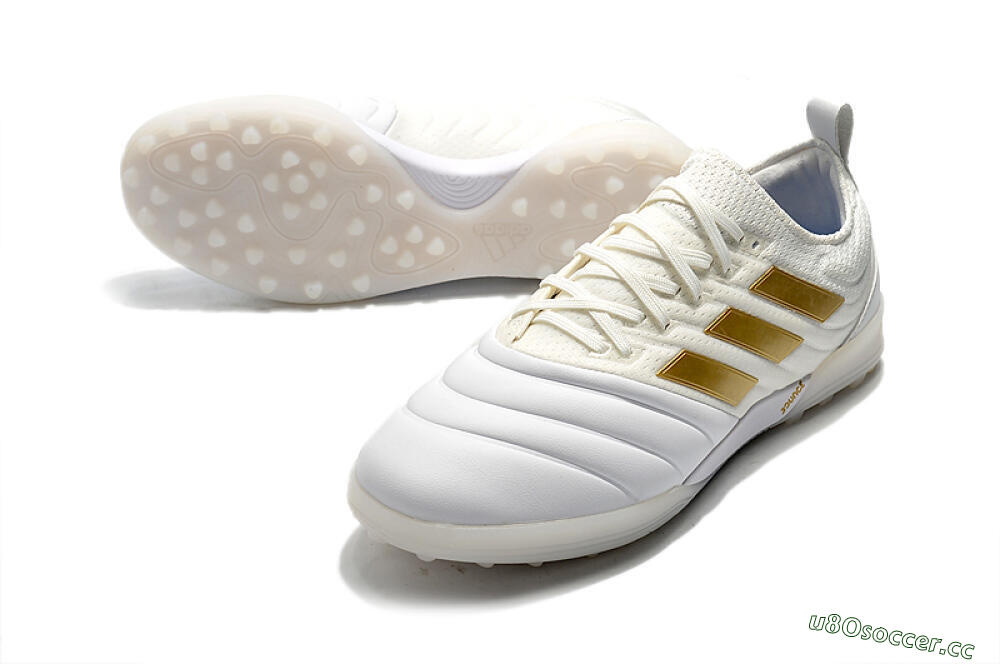 Men's Adidas Copa Tango 20.1 TF Artificial Turf Low-Tops Football Shoes - White/Beige/Gold 3