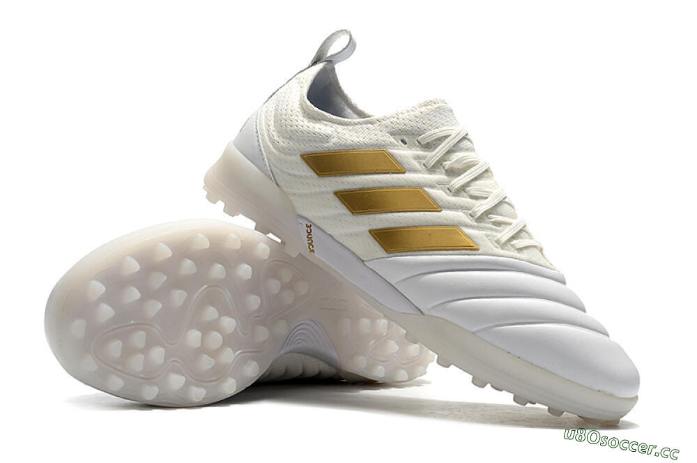 Men's Adidas Copa Tango 20.1 TF Artificial Turf Low-Tops Football Shoes - White/Beige/Gold 4