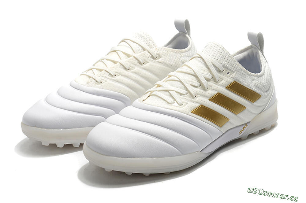 Men's Adidas Copa Tango 20.1 TF Artificial Turf Low-Tops Football Shoes - White/Beige/Gold 5
