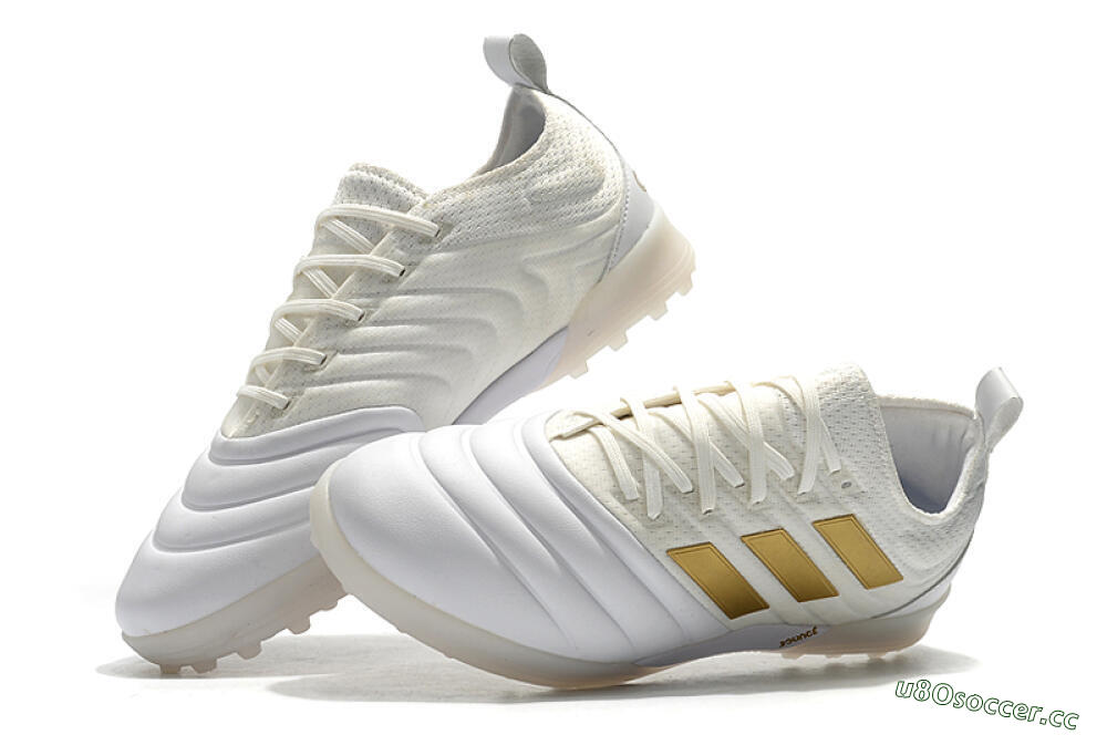 Men's Adidas Copa Tango 20.1 TF Artificial Turf Low-Tops Football Shoes - White/Beige/Gold 6
