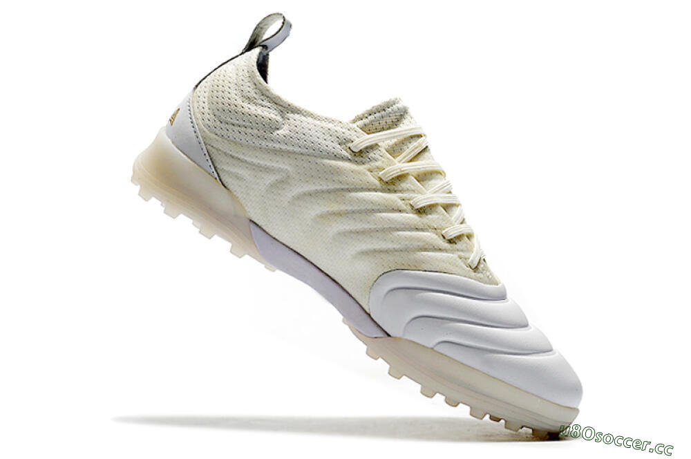 Men's Adidas Copa Tango 20.1 TF Artificial Turf Low-Tops Football Shoes - White/Beige/Gold 7