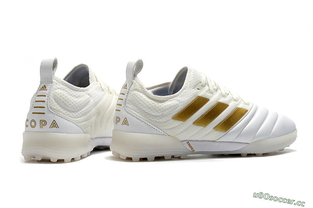 Men's Adidas Copa Tango 20.1 TF Artificial Turf Low-Tops Football Shoes - White/Beige/Gold 9