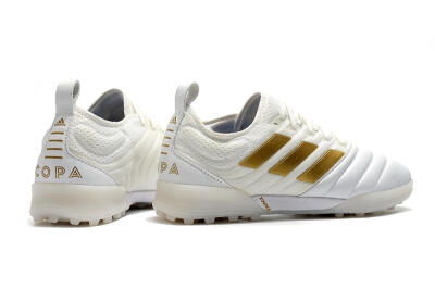 Men's Adidas Copa Tango 20.1 TF Artificial Turf Low-Tops Football Shoes - White/Beige/Gold
